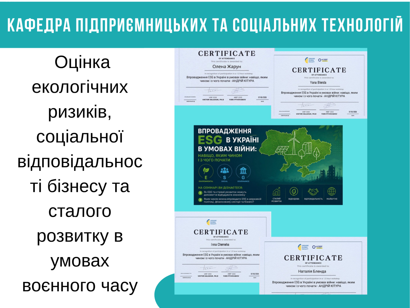 Оцінка екологічних ризиків, соціальної відповідальності бізнесу та сталого розвитку в умовах воєнного часу